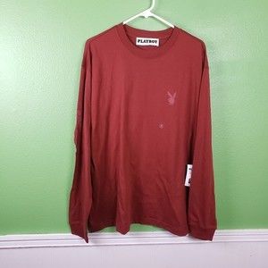 Men's Pacsun Playboy Maroon Long Sleeve Payboy Bunny Icon Shirt Size Large
